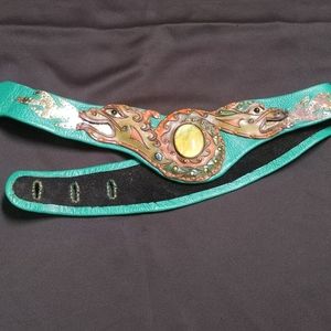 80's teal leather belt